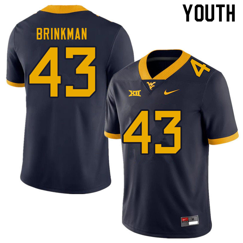 NCAA Youth Austin Brinkman West Virginia Mountaineers Navy #43 Nike Stitched Football College Authentic Jersey DB23V07KL